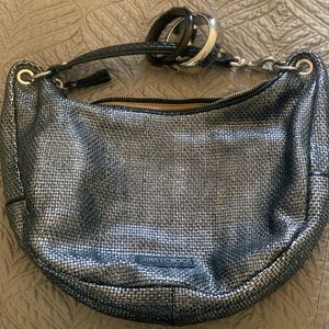 Jimmy Choo Gunmetal/Leather Bracelet Hobo Purse